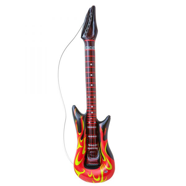Aufblasbare Gitarre Rockstar mit Flammen 105 cm, - Widmann