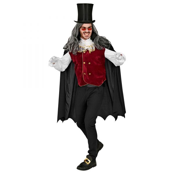 Vampir (Hemd mit Weste und Jabot, Umhang mit Kragen), M/L - Widmann
