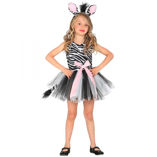 Zebra (Kleid mit Tutu, Haarreif), 110 cm / 3-4 Jahre - Widmann