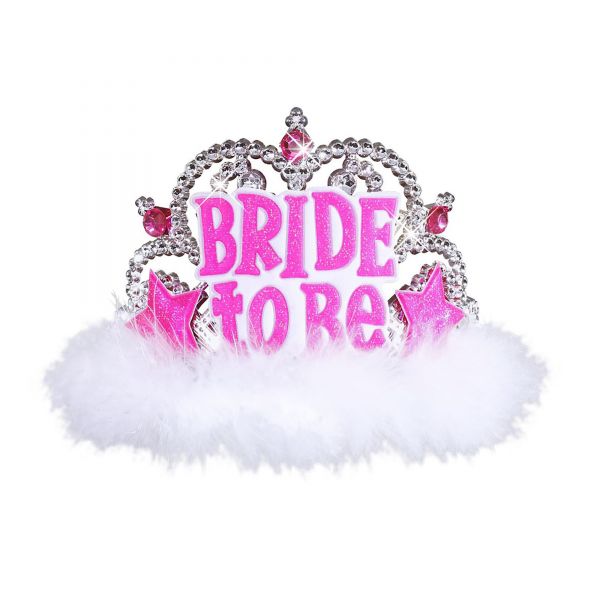 Diadem Bride To Be mit Juwelen und Marabou, - Widmann