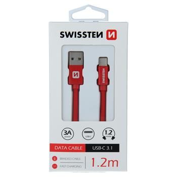 Swissten Datenkabel Textile USB / USB-C 1.2 M rot - Swissten