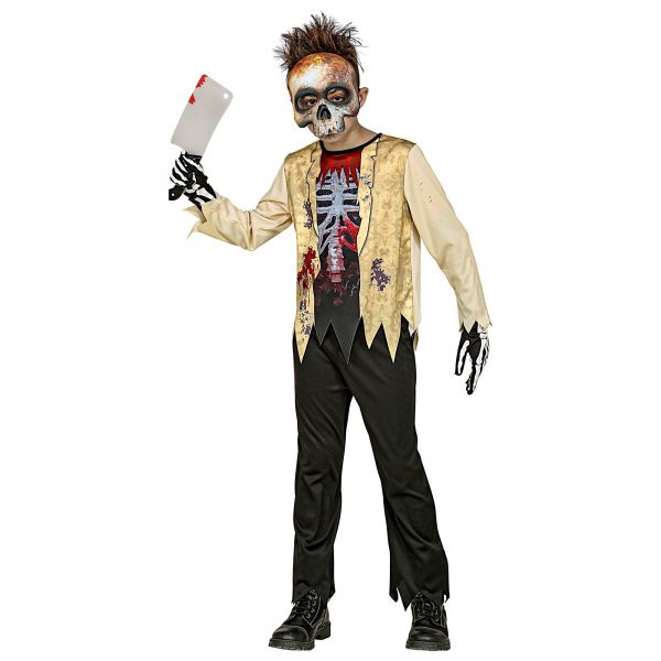 Zombie Skelett (Oberteil, Hose, Maske), 116 cm / 4-5 Jahre - Widmann