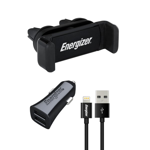 ENERGIZER Car Kit 3.4A Car Charger 2 USB + Clip + Lightningkabel - Energizer