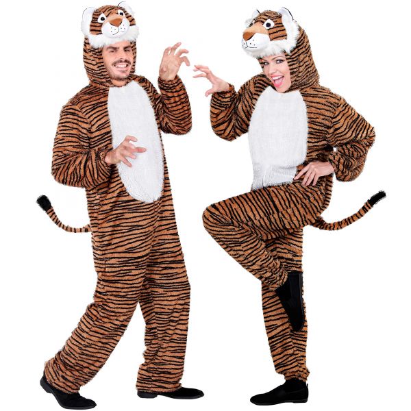 Tiger Funny (Overall mit Kapuze), M/L - H 175 cm - Widmann