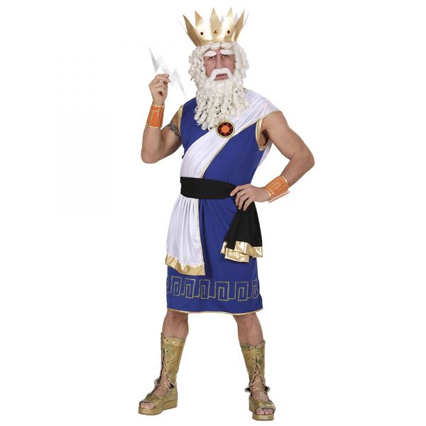 Zeus (Tunika, Gürtel, Band, Armbänder, Krone, Blitz), L - Widmann