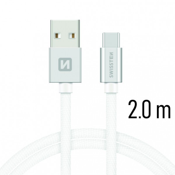 Swissten Datenkabel Textile USB / USB-C 2.0 M silber - Swissten