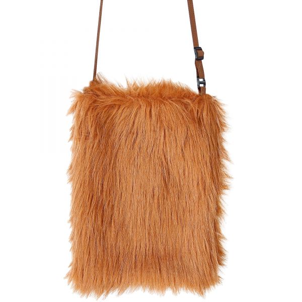 Braune Plüsch Handtasche, - Widmann