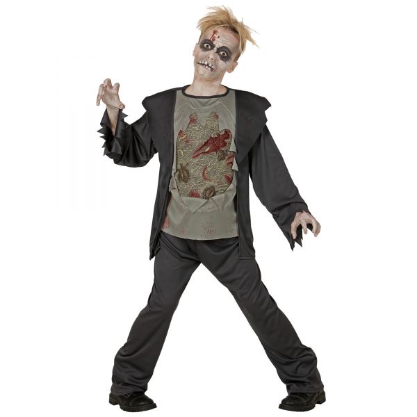 Zombie (Jacke mit Zerrissenem T-Shirt, Hose), 158 cm / 11-13 Jahre - Widmann