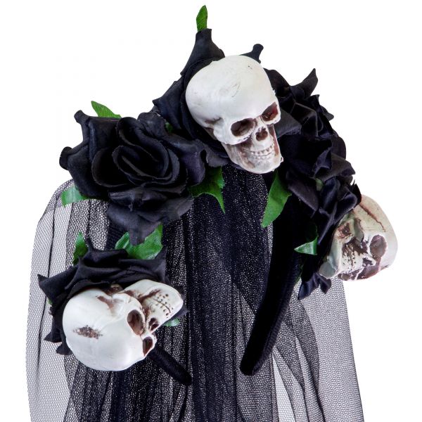 Brautschleier mit Totenköpfen und Schwarzen Rosen, - Widmann