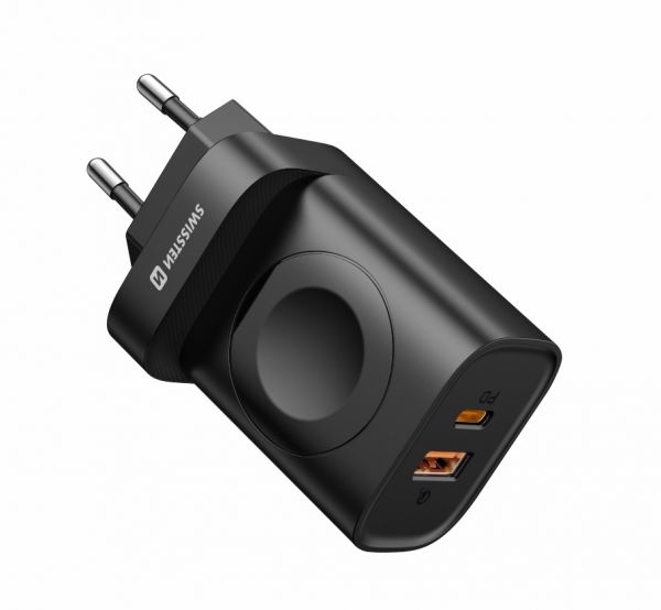 Swissten Travel Charger 1xUSB-A, 1xUSB-C und Apple Watch - Swissten