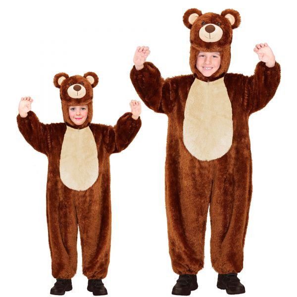 Bär Soft Plüschkostüm (Overall mit Kapuze und Maske), 104 cm / 2-3 Jahre - Widmann