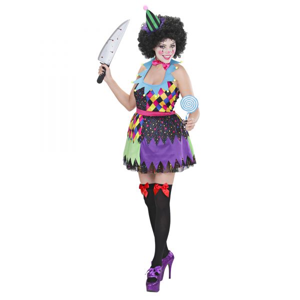 Horror Clown (Kleid, Fliege, Minihut), S - Widmann